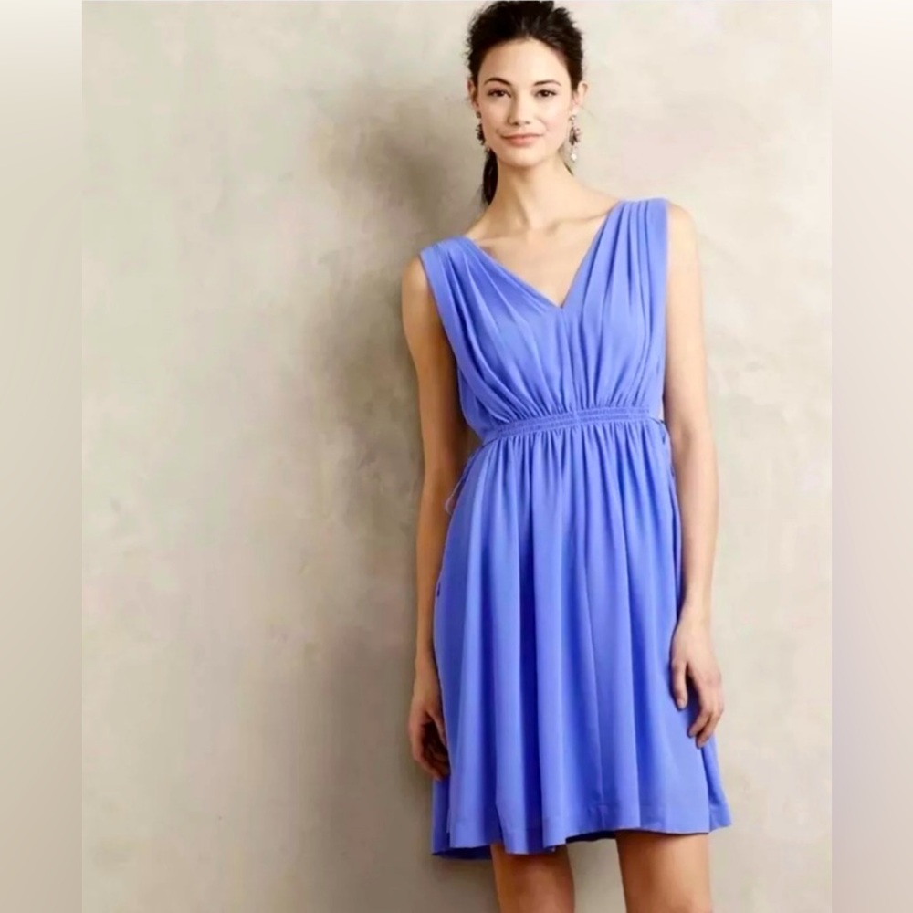 NWT Anthropologie HD in Paris Dress Grecian Sleeveless Purple Blue Wedding Sz 4